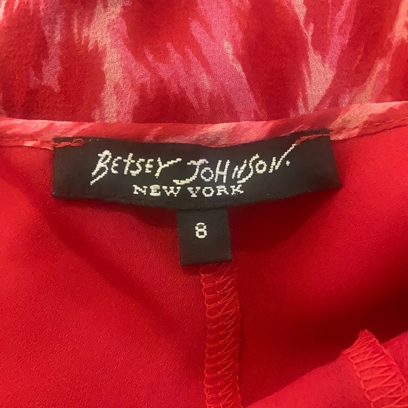 Vintage Betsey Johnson 90s 2000s Midi Animal Print silk asymmetrical red pink - Picture 6 of 16